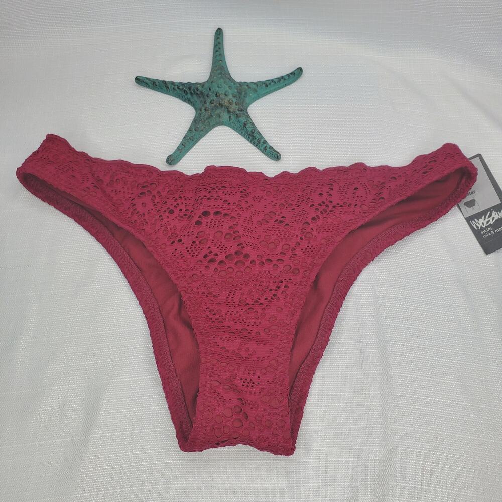 Mossimo Lace Overlay High Rise Rouched Bottom Swim Bottoms - NWT, M